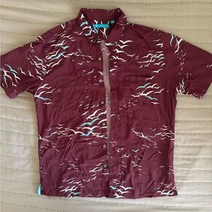 Tori Richard Maroon and White Casual Button Down Shirt